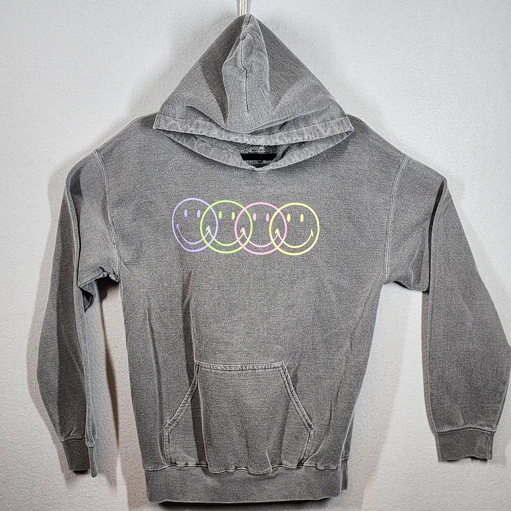 PacSun Desert‎ Dreamer Smiley Repeat Hoodie Small Pastel Happy Face Pullover